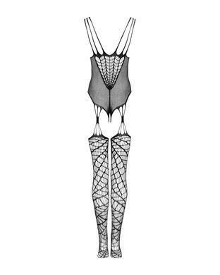 Ажурний бодістокінг під павутину Obsessive Bodystocking G325 black S/M/L, чорний, комбінезон SO7247 фото