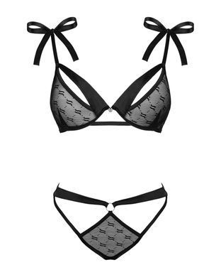 Полупрозрачный эротический комплект Obsessive Obsessivia 2pcs set black L/XL, бюстгальтер и трусики SO7298 фото