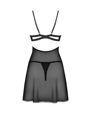 Бебі-дол Obsessive Nutris babydoll & thong, XL/2XL, імітація ліфа та спіднички, стрінги в комплекті SX1165 фото