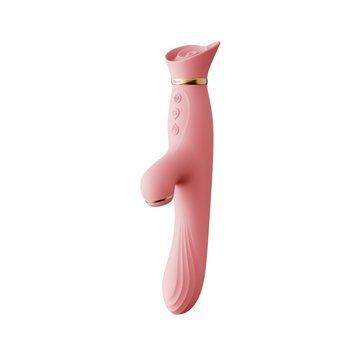 Вибратор с подогревом и вакуумной стимуляцией клитора Zalo - ROSE Vibrator Strawberry Pink SO6680 фото