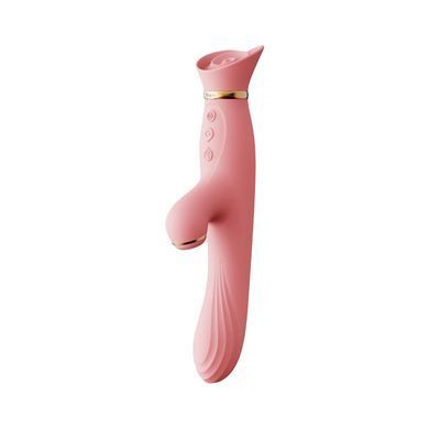 Вібратор з підігрівом та вакуумною стимуляцією клітора Zalo - ROSE Vibrator Strawberry Pink SO6680 фото