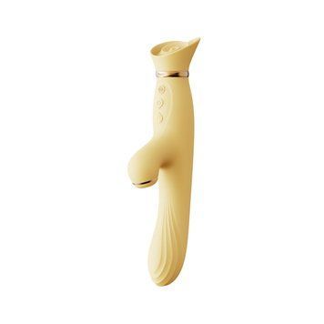 Вибратор с подогревом и вакуумной стимуляцией клитора Zalo - ROSE Vibrator Lemon Yellow SO6681 фото