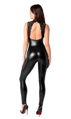 Комбінезон Noir Handmade F342 Powerwetlook and lace overall - S SX1998 фото