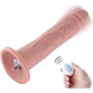 Фалоімітатор 10.2&Prime; з вібрацією для секс-машин Hismith Silicone Dildo with Vibe, KlicLok, пульт ДК SO6211 фото