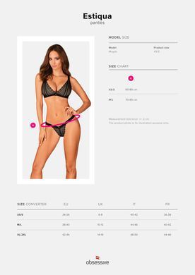 Кружевные трусики с заниженной талией Obsessive Estiqua panties M/L, черные SO7261 фото