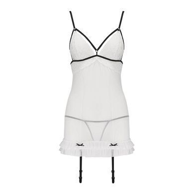 Сорочка прозрачная с пажами Passion ORIHIME CHEMISE XXL/XXXL, white, трусики, стрэпы EL16406 фото