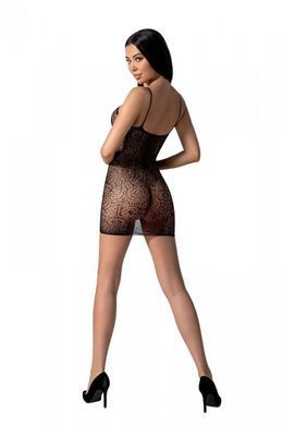 Ажурное мини-платье на тонких бретелях Passion BS096 One Size, black, плетение на груди SO8929 фото