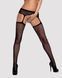 Сітчасті панчохи-стокінги з квітковим малюнком Obsessive Garter stockings S207 S/M/L,чорні SO7266 фото 1