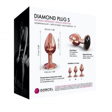 Металева анальна пробка із прикрасою у вигляді кристалу Dorcel - Diamond Plug Rose Gold S SO5534 фото