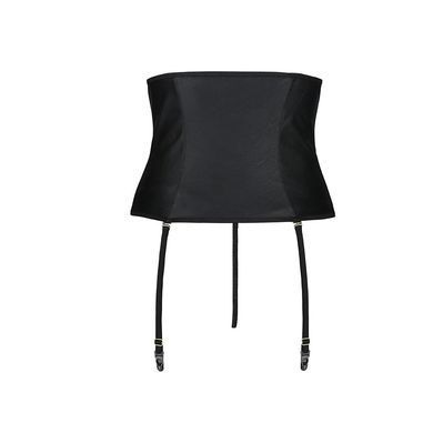 Пояс-корсет из экокожи Passion CELINE SET XXL/XXXL, black шнуровка, съемные пажи для чулок, стринги SO6411 фото