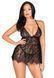 Сорочка бебі-дол Leg Avenue Floral lace babydoll & string Black M, стрінги SO9170 фото 7