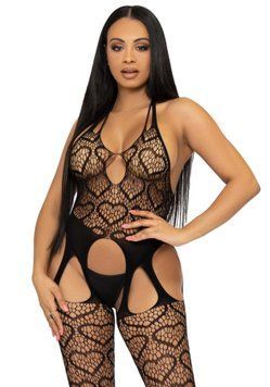 Бодистокинг с открытым доступом Leg Avenue Net suspender bodystocking One size Black, кружево SO8586 фото