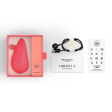 Вакуумный клиторальный стимулятор Womanizer Liberty 2 Vibrant Rose, 8 режимов, магнитная крышечка SX0522 фото
