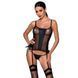 Сетчатый корсет с люверсами и съемными пажами Passion MALWIA CORSET L/XL, black, эко-кожа, стринги SO5765 фото 1