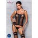 Сетчатый корсет с люверсами и съемными пажами Passion MALWIA CORSET L/XL, black, эко-кожа, стринги SO5765 фото 3