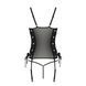 Сетчатый корсет с люверсами и съемными пажами Passion MALWIA CORSET L/XL, black, эко-кожа, стринги SO5765 фото 6