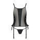 Сетчатый корсет с люверсами и съемными пажами Passion MALWIA CORSET L/XL, black, эко-кожа, стринги SO5765 фото 5