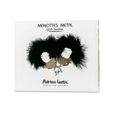 Наручники металеві Adrien Lastic Handcuffs White з білим пухнастим оздобленням AD30310 фото