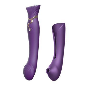 Смартвибратор 3в1 Zalo &mdash; Queen Set Twilight Purple, пульсирующая жемчужина и вакуум, кристалл Swarovski SO6664 фото