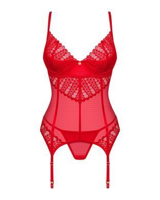 Комплект корсет и стринги Obsessive Ingridia corset & thong M/L, красный SO9029 фото