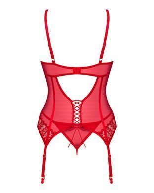 Комплект корсет и стринги Obsessive Ingridia corset & thong M/L, красный SO9029 фото