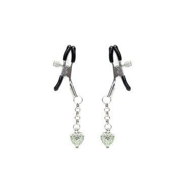 Затискачі для сосків із сердечком Liebe Seele Glow-in-dark Nipple Clamps Green, світяться в темряві SX1682 фото
