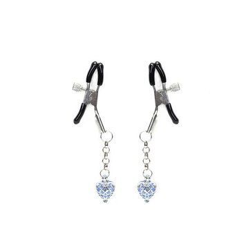Затискачі для сосків із сердечком Liebe Seele Glow-in-dark Nipple Clamps Blue, світяться в темряві SX1683 фото